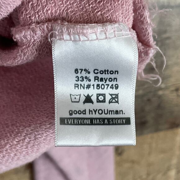 Good hYOUman Anya Cropped Hoodie Sweatshirt For All Woman Kind Pink SZ Small - Picture 4 of 9